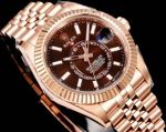 AR Factory Rolex Sky-dweller 42*14.5mm 316L Steel Rose Gold Jubilee Bracelet 9002 Movement Brown Face Watch